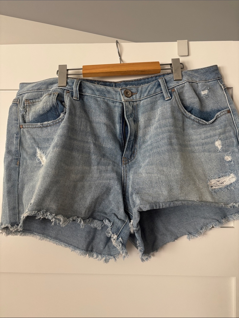 Natural Reflections Light Blue Distressed Denim Cutoff Shorts